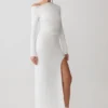 Thalyn Crepe Maxi Dress With Split – White Thalyn Crepe Maxi Dress With Split – White