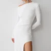 Thalyn Crepe Maxi Dress With Split – White Thalyn Crepe Maxi Dress With Split – White