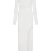 Thalyn Crepe Maxi Dress With Split – White Thalyn Crepe Maxi Dress With Split – White