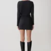 Thao Long Sleeve Gathered Mini Dress – Dark Charcoal Thao Long Sleeve Gathered Mini Dress – Dark Charcoal