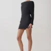Thao Long Sleeve Gathered Mini Dress – Dark Charcoal Thao Long Sleeve Gathered Mini Dress – Dark Charcoal