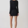 Thao Long Sleeve Gathered Mini Dress – Dark Charcoal Thao Long Sleeve Gathered Mini Dress – Dark Charcoal