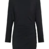 Thao Long Sleeve Gathered Mini Dress – Dark Charcoal Thao Long Sleeve Gathered Mini Dress – Dark Charcoal