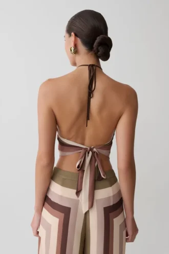 Thea Halter Chiffon Sleeveless Top – Multi Stripe