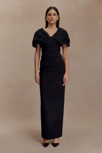 Thelma Bardot Maxi Dress – Black