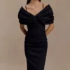 Thelma Bardot Maxi Dress – Black