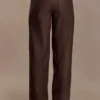 Theo Faux Leather Mid Rise Pants – Dark Chocolate Theo Faux Leather Mid Rise Pants – Dark Chocolate