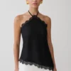 Theodosia Asymmetric Lace Halter Top – Black Theodosia Asymmetric Lace Halter Top – Black