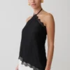 Theodosia Asymmetric Lace Halter Top – Black Theodosia Asymmetric Lace Halter Top – Black