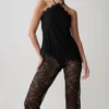 Theodosia Asymmetric Lace Halter Top – Black Theodosia Asymmetric Lace Halter Top – Black