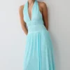 Thien Cowl Halter Midi Dress – Blue Thien Cowl Halter Midi Dress – Blue