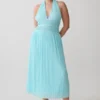 Thien Cowl Halter Midi Dress – Blue Thien Cowl Halter Midi Dress – Blue