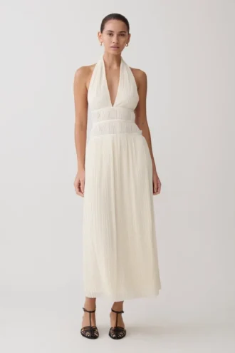 Thien Cowl Halter Midi Dress – Ivory