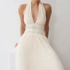 Thien Cowl Halter Midi Dress – Ivory Thien Cowl Halter Midi Dress – Ivory