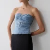 Tommy Strapless Denim Top With Buckle – Classic Blue