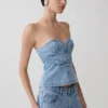 Tommy Strapless Denim Top With Buckle – Classic Blue