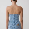 Tommy Strapless Denim Top With Buckle – Classic Blue