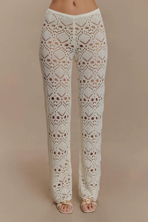 Trena Crochet Knit Pants – Ivory Trena Crochet Knit Pants – Ivory