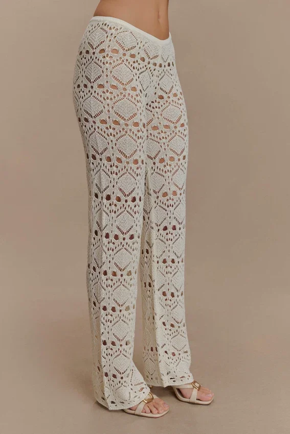 Trena Crochet Knit Pants – Ivory Trena Crochet Knit Pants – Ivory