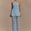 Trena Crochet Knit Pants – Sky Blue