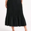 Twyla Pleated Suiting Maxi Skirt – Black