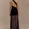 Vashti Cut Out Mesh Maxi Dress – Black