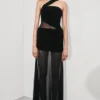Vashti Cut Out Mesh Maxi Dress – Black
