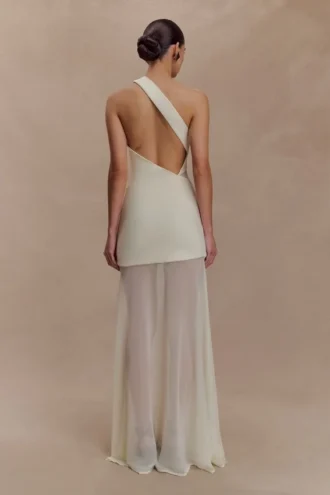 Vashti Cut Out Mesh Maxi Dress – Ivory