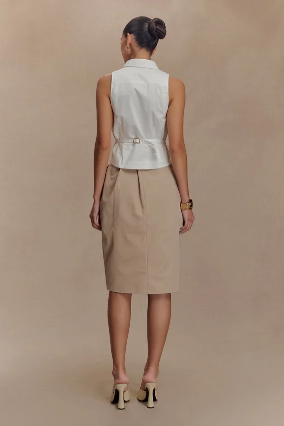 Vera Twill Split Front Midi Skirt – Camel Vera Twill Split Front Midi Skirt – Camel