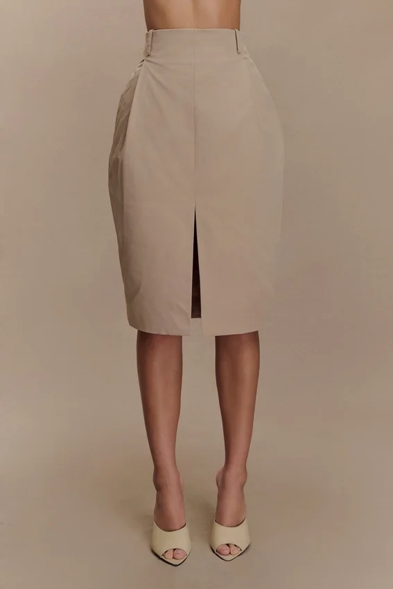 Vera Twill Split Front Midi Skirt – Camel Vera Twill Split Front Midi Skirt – Camel