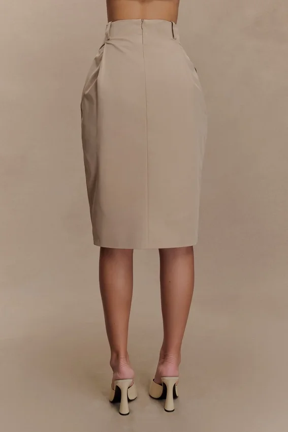 Vera Twill Split Front Midi Skirt – Camel Vera Twill Split Front Midi Skirt – Camel