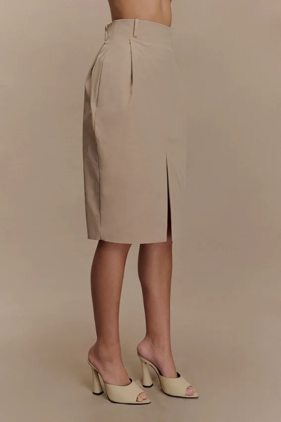 Vera Twill Split Front Midi Skirt – Camel Vera Twill Split Front Midi Skirt – Camel