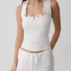 Vianna Broderie Ribbed Tank Top – Ivory Vianna Broderie Ribbed Tank Top – Ivory