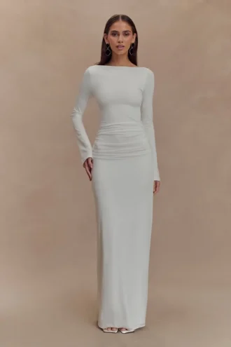 Vienna Slinky Cut Out Maxi Dress – White