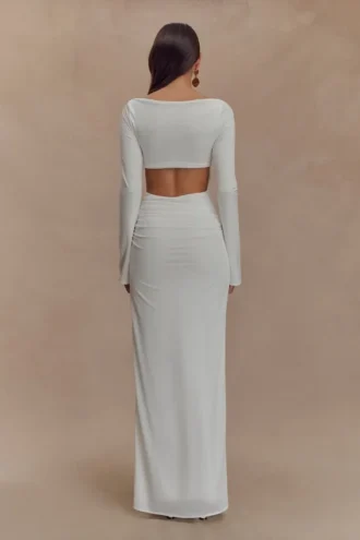 Vienna Slinky Cut Out Maxi Dress – White