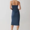 Vina Gathered Jersey Midi Dress – Ink Blue Vina Gathered Jersey Midi Dress – Ink Blue