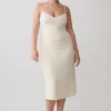 Vina Gathered Jersey Midi Dress – Ivory Vina Gathered Jersey Midi Dress – Ivory