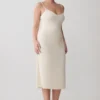 Vina Gathered Jersey Midi Dress – Ivory Vina Gathered Jersey Midi Dress – Ivory