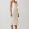 Vina Gathered Jersey Midi Dress – Ivory Vina Gathered Jersey Midi Dress – Ivory