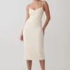 Vina Gathered Jersey Midi Dress – Ivory Vina Gathered Jersey Midi Dress – Ivory
