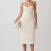 Vina Gathered Jersey Midi Dress – Ivory Vina Gathered Jersey Midi Dress – Ivory