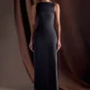 Violet Sleeveless Satin Maxi Dress – Black Violet Sleeveless Satin Maxi Dress – Black