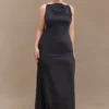 Violet Sleeveless Satin Maxi Dress – Black Violet Sleeveless Satin Maxi Dress – Black