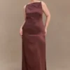 Violet Sleeveless Satin Maxi Dress – Dark Chocolate Violet Sleeveless Satin Maxi Dress – Dark Chocolate