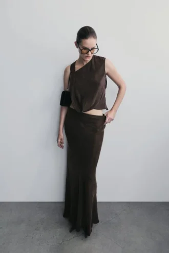 Violeta Maxi Skirt – Dark Chocolate