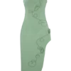 Virginia Suiting Embroidered Midi Dress – Sage