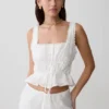 Vivian Embroidered Sleeveless Top – White