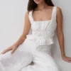 Vivian Embroidered Sleeveless Top – White