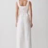 Vivian Tie Waist Embroidered Pant – White Vivian Tie Waist Embroidered Pant – White