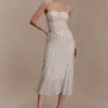 Willa Gathered Mesh Midi Dress – Polka Dot Willa Gathered Mesh Midi Dress – Polka Dot